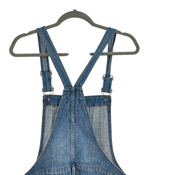 Madewell Adirondack Short Distressed Overalls Denim Medium Wash Blue Large - Picture 8 of 11